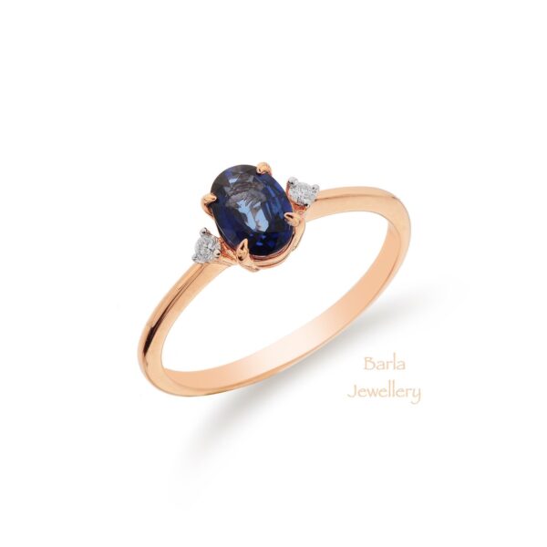 0.85 CT Oval Safir ve Pırlanta Yüzük