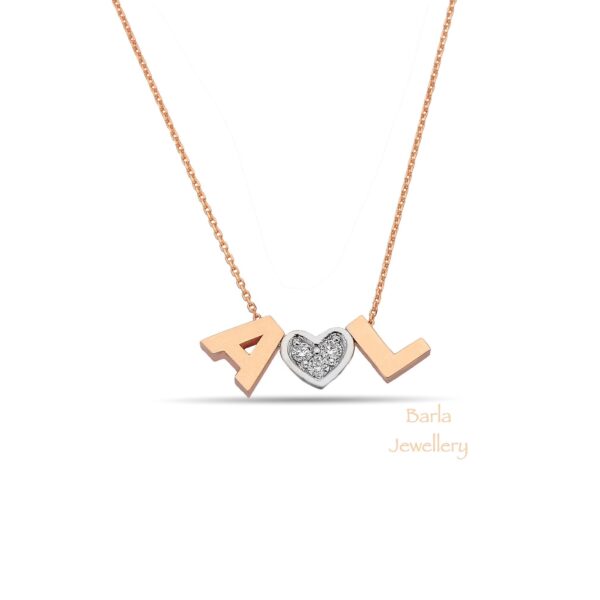 0.06 CT Pırlanta Kalp ve Harf Kolye