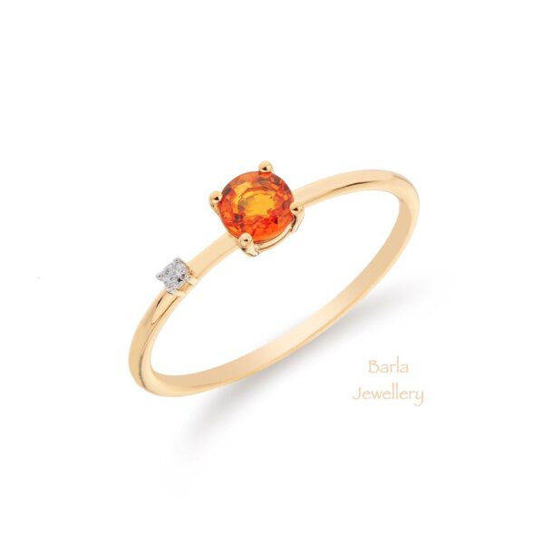 0.44 CT Yuvarlak Safir ve Pırlanta Yüzük