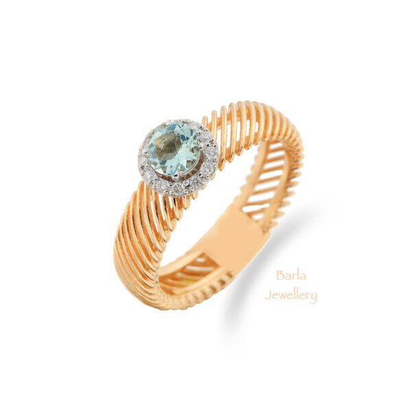 0.33 CT Aquamarin ve Pırlanta Nişan Yüzüğü
